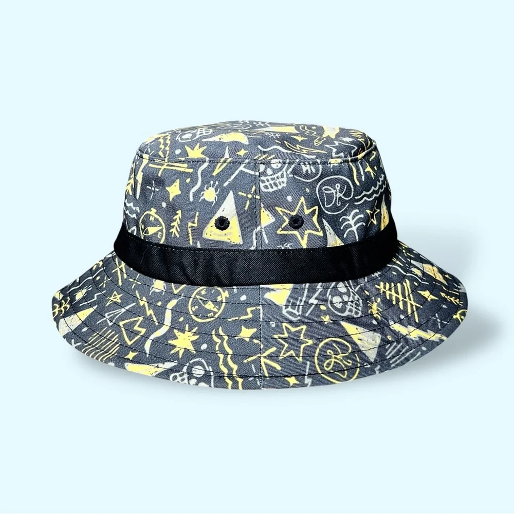 DaKine Big Kids Beach Bum Graphics Yellow Grey Black Bucket Hat Sz OS